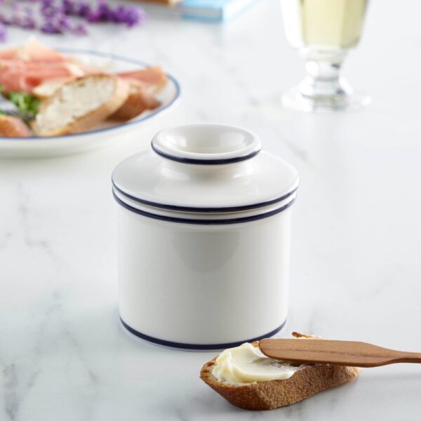 The Original Butter Bell® Crock - Le Bistro Blue Trim - Image 2