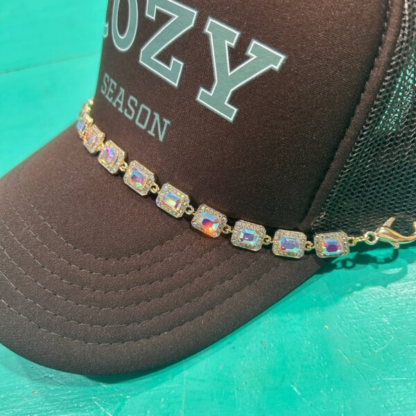 Large Rhinestone Studded Trucker Hat Chain |Hat Bar| Sparkle: Silver - Image 3