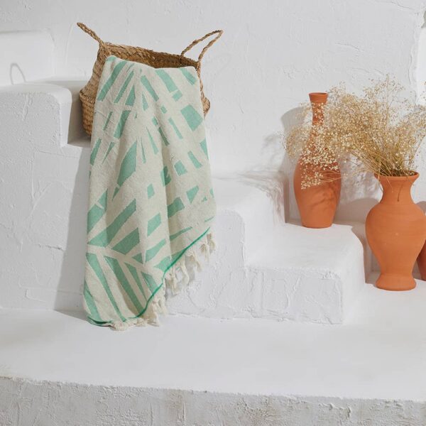 Palm Leaf Turkish Cotton Terry Towels: Green - Image 7