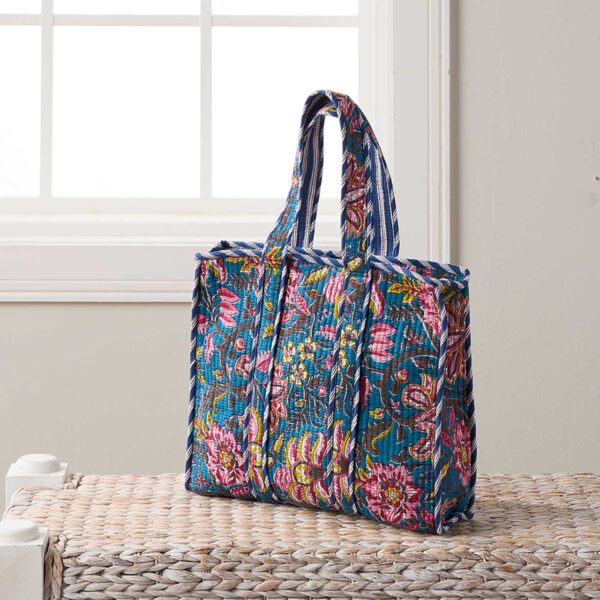 Bright Flowers Quilted Tote Bag - Image 2