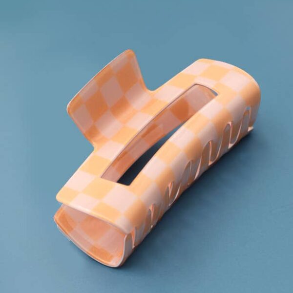 JUMBO RESIN CHECKER HAIR CLAW CLIPS 4inch Black - Image 9