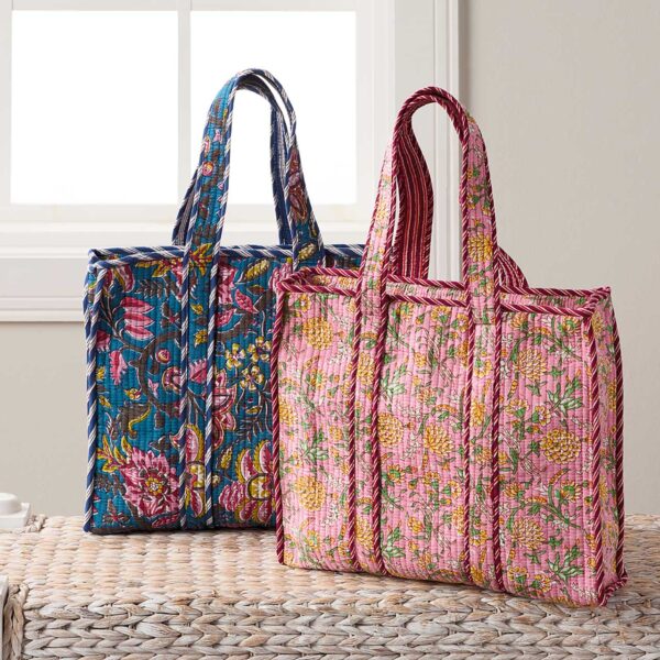 Bright Flowers Quilted Tote Bag - Image 3