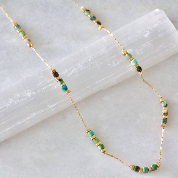 Square Stone Beaded Chain - Apatite, Amazonite, Labradorite,: AMAZONITE - Image 9