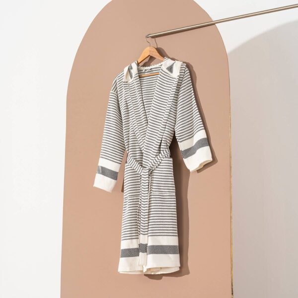 Turkish Cotton Lightweight Summer Hood Kimono Robe: Mustard, S-M - Image 7