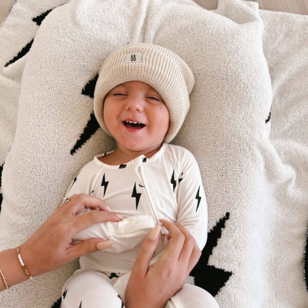 Bamboo Zip Pajamas | White & Black Lightning Bolt: 3-6 Months - Image 14