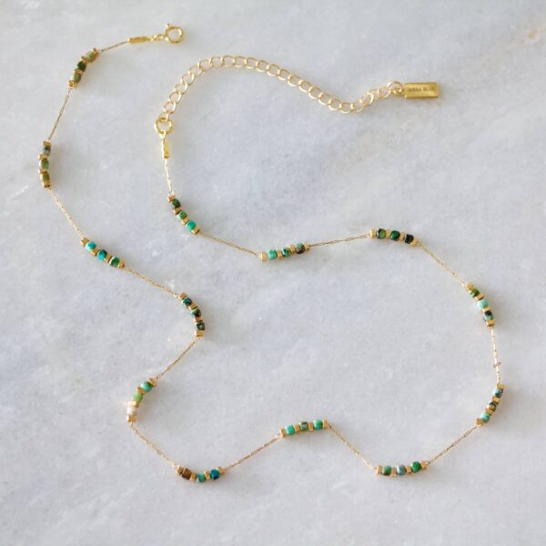 Square Stone Beaded Chain - Apatite, Amazonite, Labradorite,: AMAZONITE - Image 6