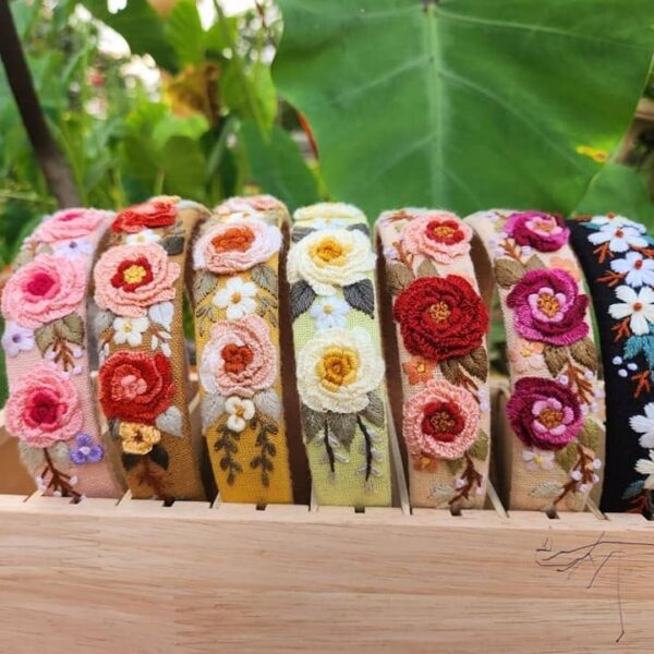 3D Floral Embroidered Headband, Brianna Collection: 6. - Image 2