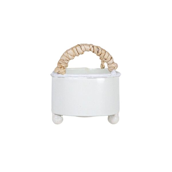 Foreside Home & Garden - Alek Trough Mini Planter White Metal Reed & Wood Soap Dish - Image 5