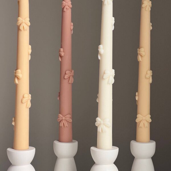Ribbon Taper Candle: Cream - Image 5