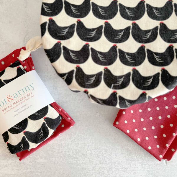 Dot and Army - Chicken and Red Dot Bread Makers Set- Linen Blend - Image 2