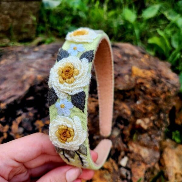 3D Floral Embroidered Headband, Brianna Collection: 6. - Image 7