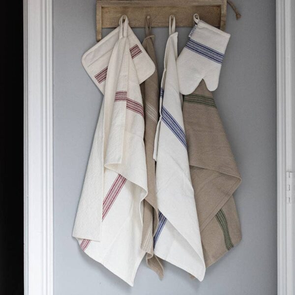 Kitchen Towel, Vintage Spruce Green Stripe, Set of 2