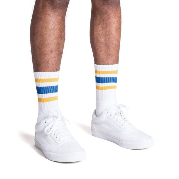 SOCCO - SOCCO Crew | White with Gold & Royal Stripes - Image 3