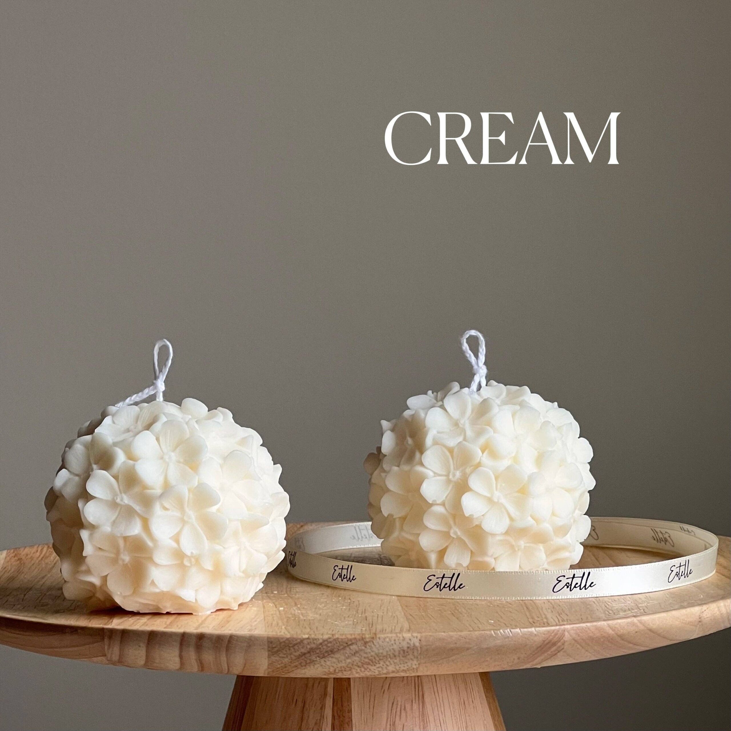 Cute Hydrangea Ball Candle: Cream, Unscented