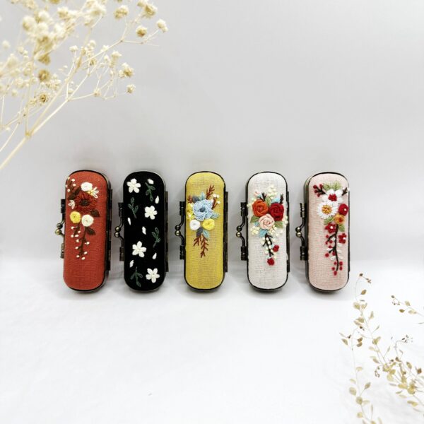 Embroidered Lipstick Case, Collection Cecilia: Yellow - Image 4