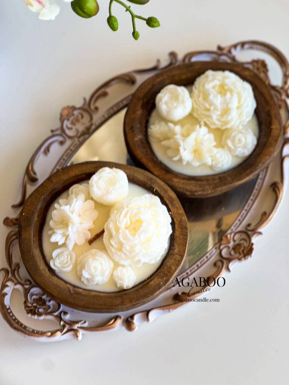 Small Wooden Dough Bowl Candle 2x6in Rain Water