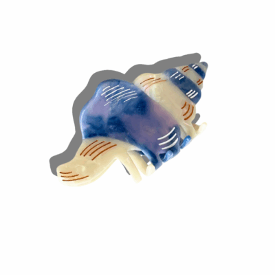 Hand-Painted Conch Shell Claw Hair Clip: Blue