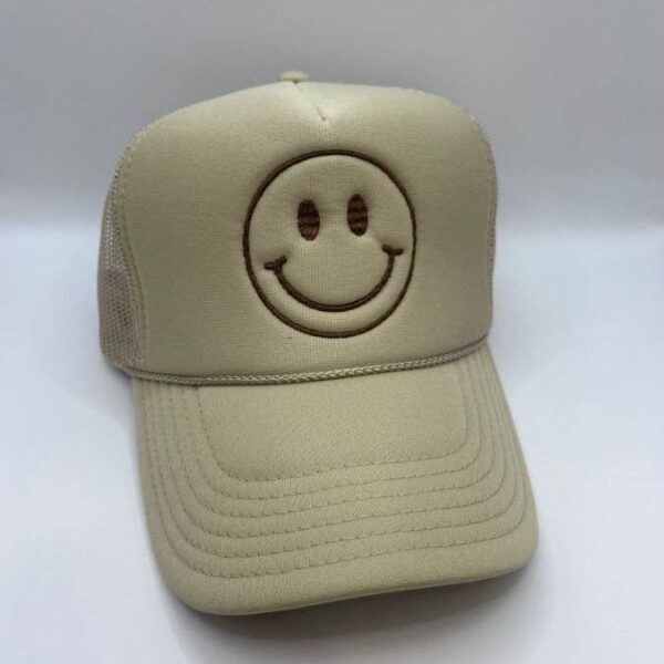Happy Face Trucker Hat | Khaki/Brown - Image 4