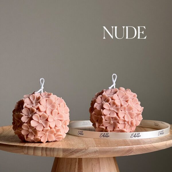 Cute Hydrangea Ball Candle: Cream, Unscented - Image 3