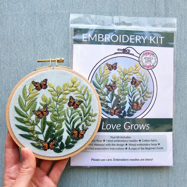 "Love Grows" butterfly hand embroidery kit - Image 3