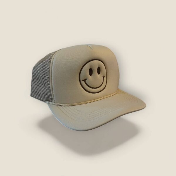Happy Face Trucker Hat | Khaki/Brown - Image 2