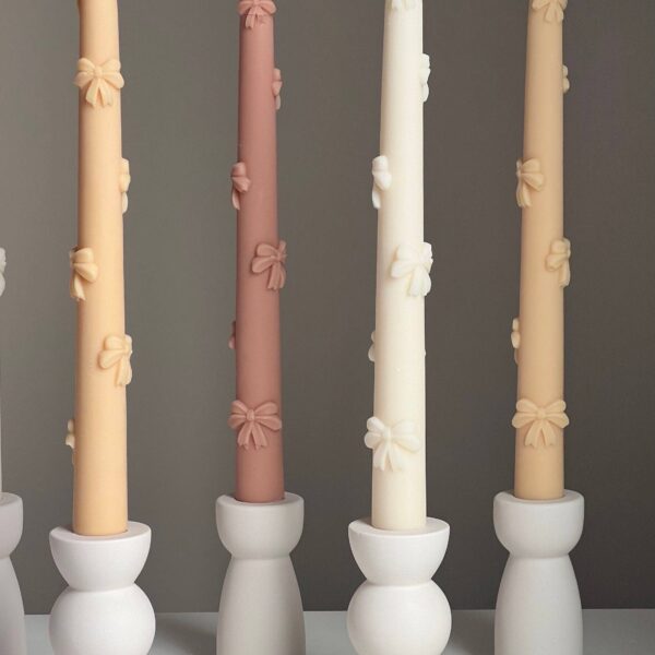 Ribbon Taper Candle: Cream - Image 2