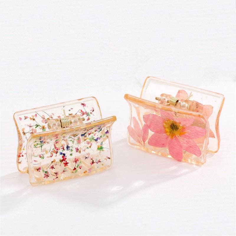 Handmade Dried Flowers Claw Hair Clips | Western: Pink