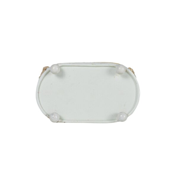 Foreside Home & Garden - Alek Trough Mini Planter White Metal Reed & Wood Soap Dish - Image 3
