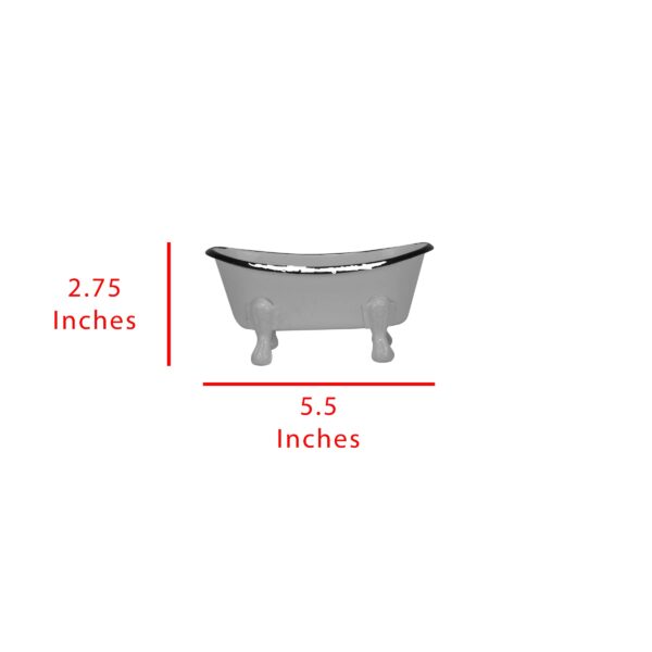 Black Distressed Rim White Enamel Bathtub Soap Dish - Image 5