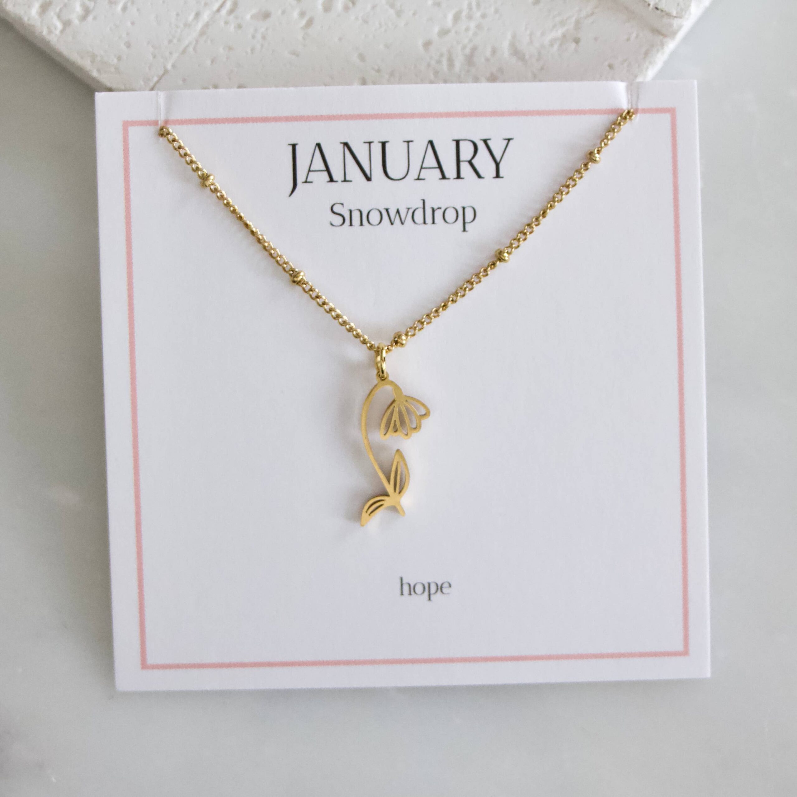 Birth Flower Necklaces - Waterproof: January - Snowdrop