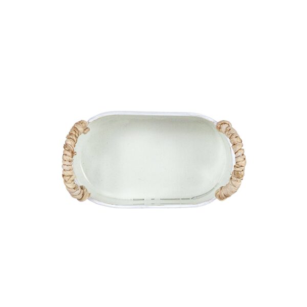 Foreside Home & Garden - Alek Trough Mini Planter White Metal Reed & Wood Soap Dish - Image 6