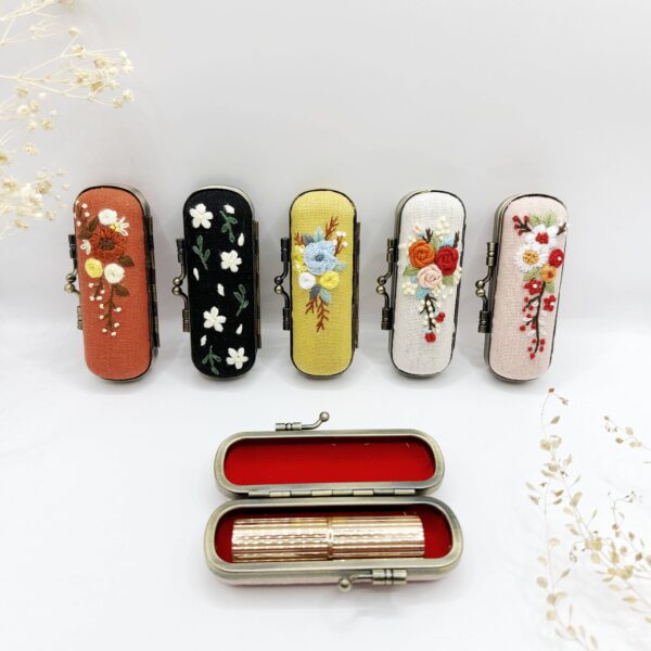 Embroidered Lipstick Case, Collection Cecilia: Yellow - Image 2