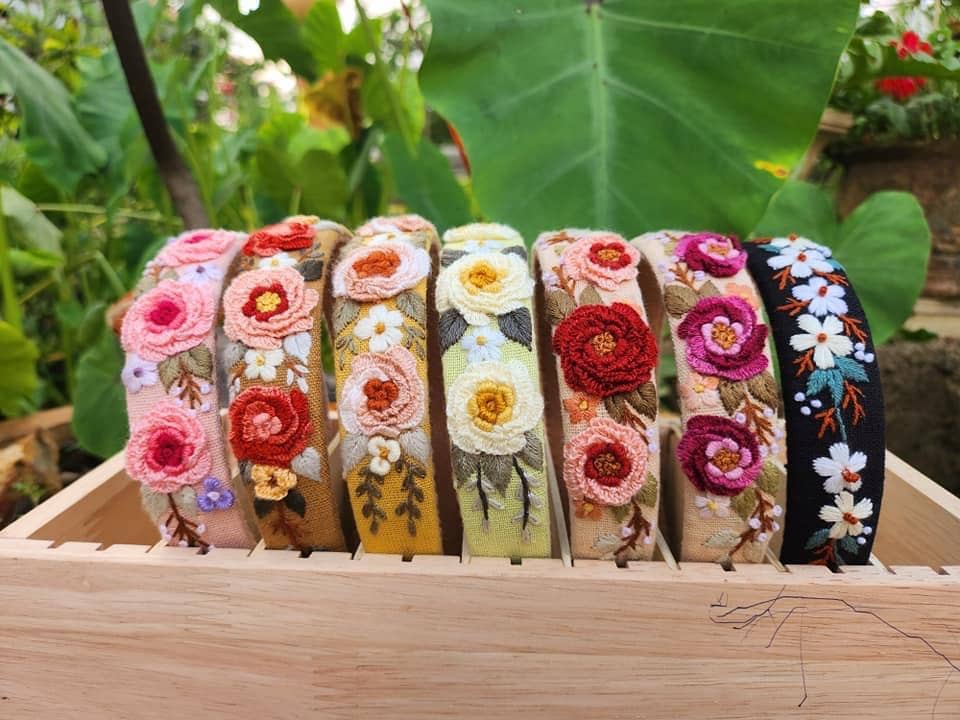 3D Floral Embroidered Headband, Brianna Collection: 5. - Image 2