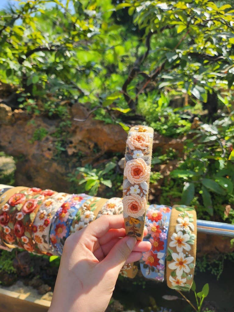 3D Floral Embroidered Headband, Brianna Collection: 3.