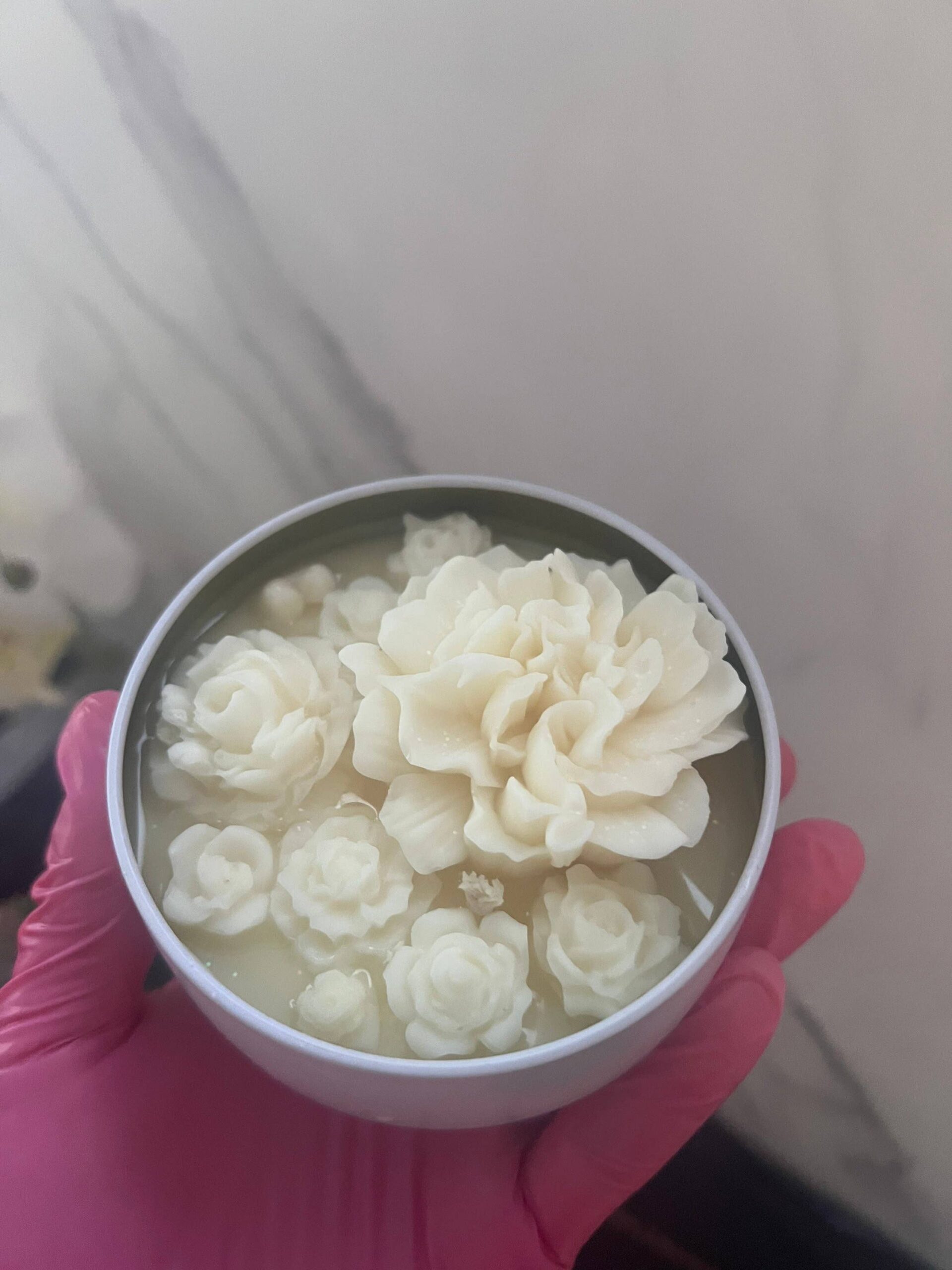 1 PC Flower Candle 5oz, 2 Cotton Wicks Soy Candle- Container: Bohemian Rose, Gloss White - Image 7