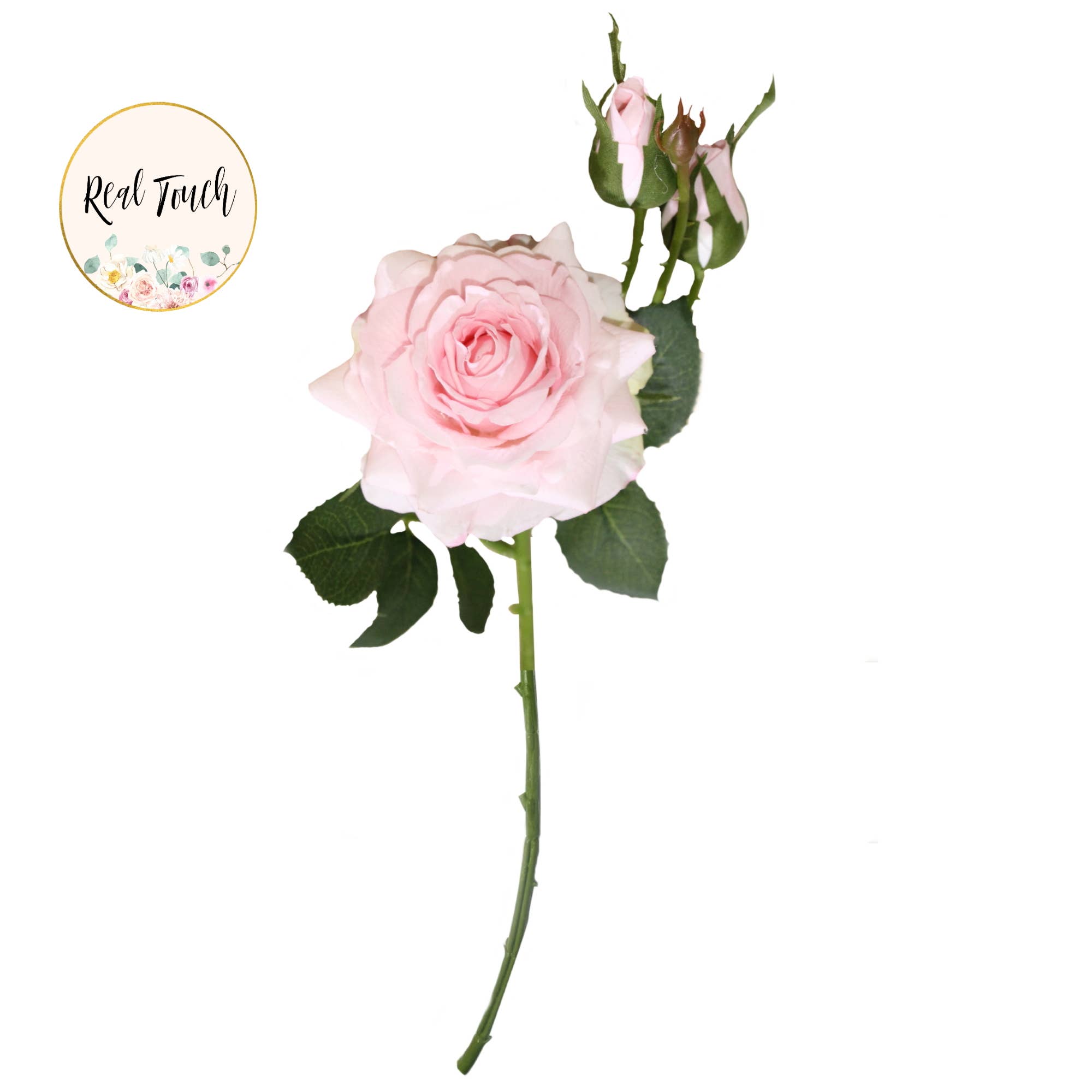 16" Real Touch Rose-moisturizing rose petal bendable stem: Soft Pink