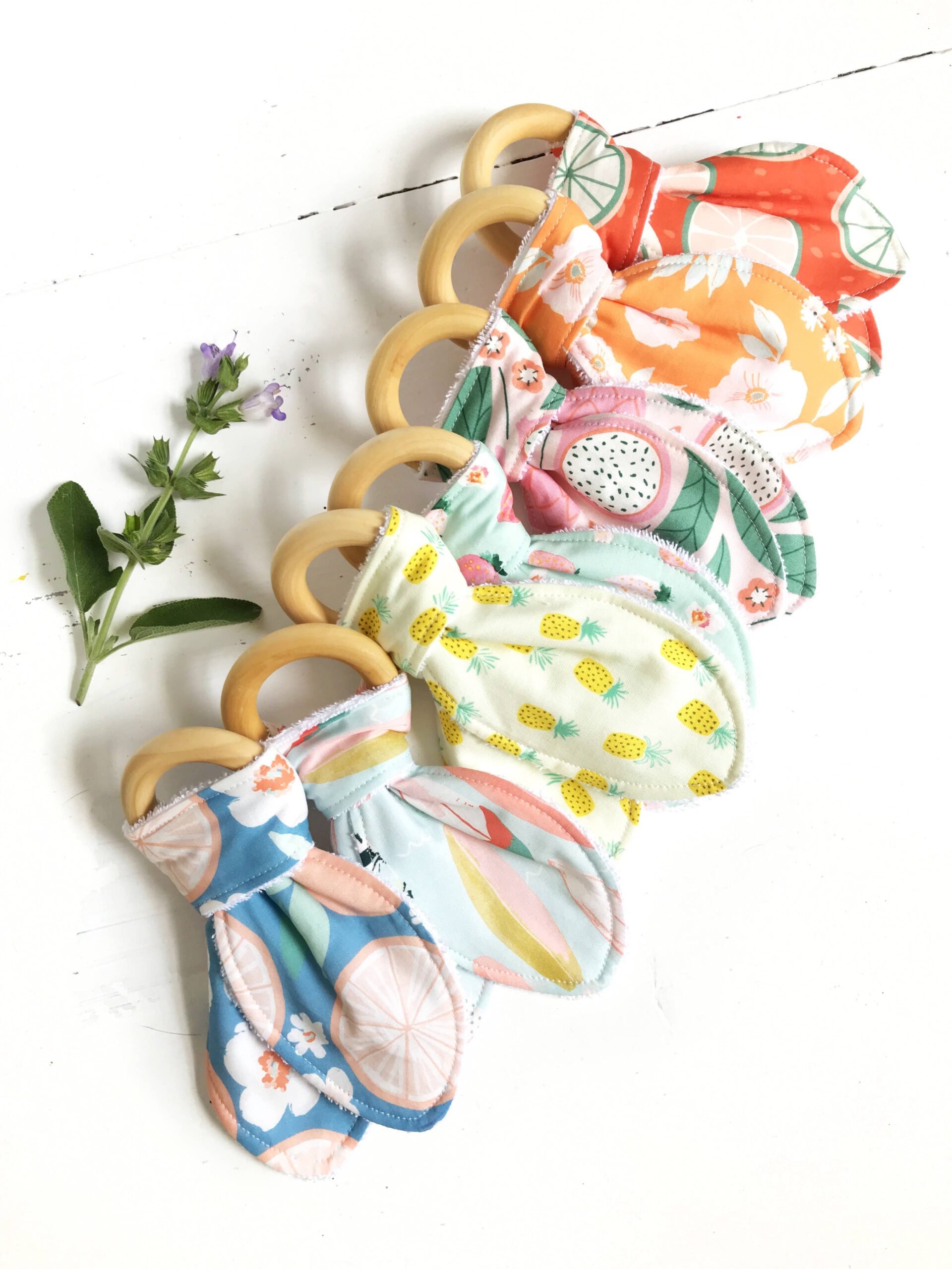The Bird & Elephant - Bunny Ear Teethers You Pick Assorted Wood Teething Toys