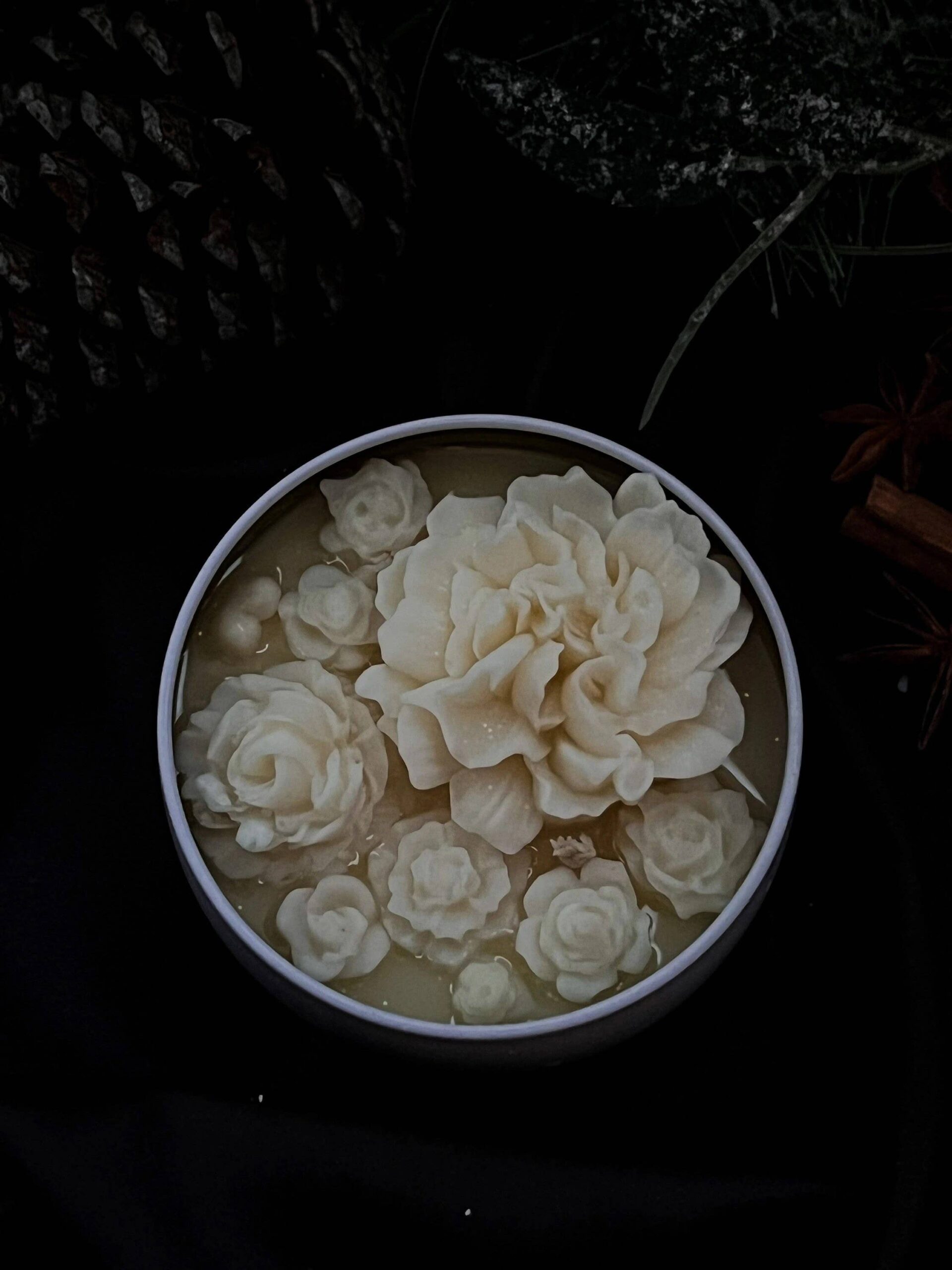 1 PC Flower Candle 5oz, 2 Cotton Wicks Soy Candle- Container: Bohemian Rose, Gloss White - Image 5