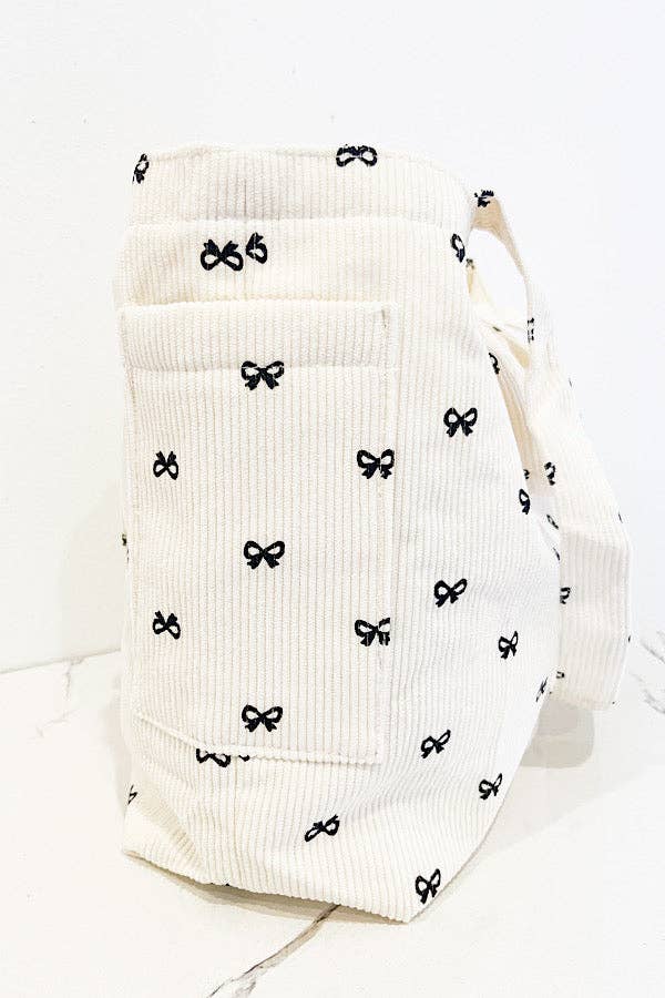 Brittany Cream Bow Print Tote Bag - Image 2