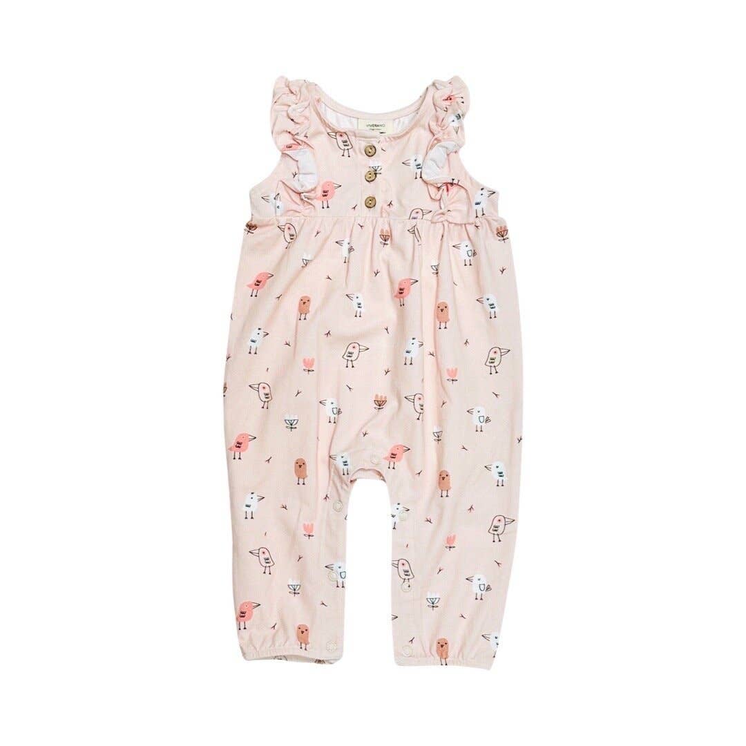 Birds Ruffle & Button 3-6M