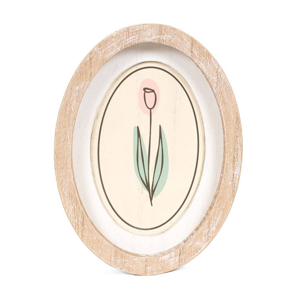 6x8 oval wood frame sign TULIP Easter Spring