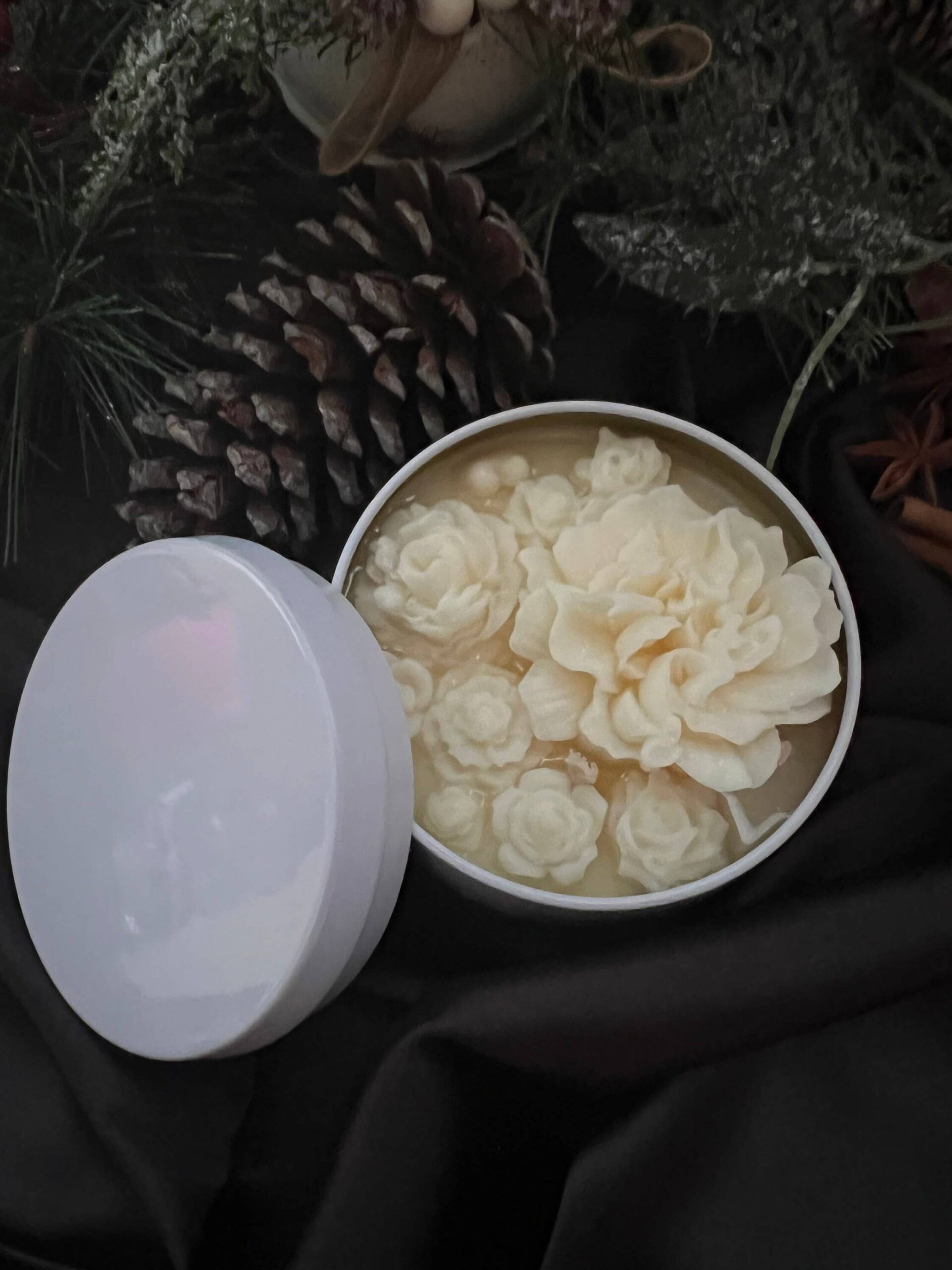 1 PC Flower Candle 5oz, 2 Cotton Wicks Soy Candle- Container: Bohemian Rose, Gloss White - Image 8