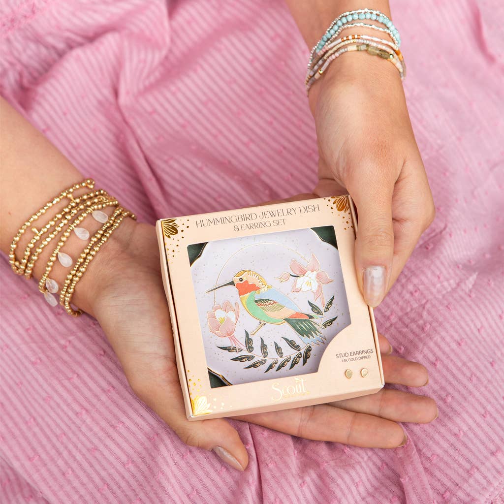 Jewelry Dish & Stud Earring Set - Hummingbird/Lavender - Image 3
