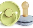 FRIGG Rope Natural Rubber Pacifier 2-Pack  Green Tea/Powder Blue / 0-6 months