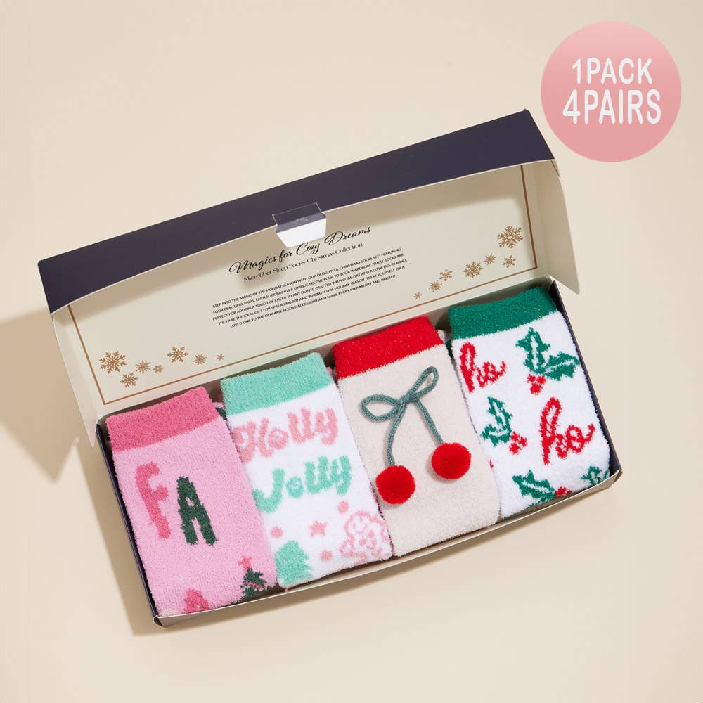 4Pairs - Holly Jolly Christmas Gift Socks