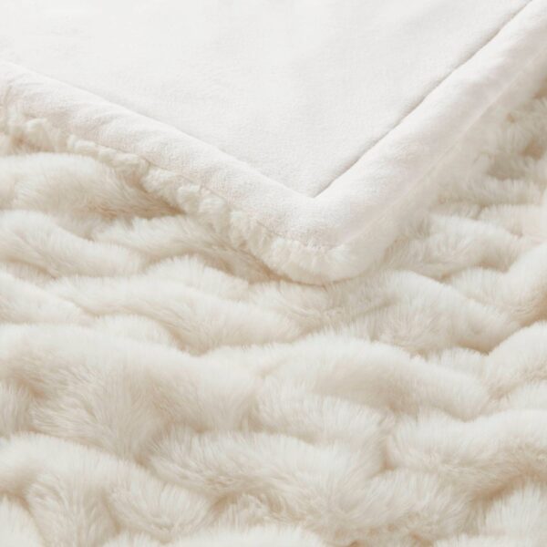 Soft Warm Ruched 50x60" Throw Blanket, Ivory: Throw Blanket - Image 9