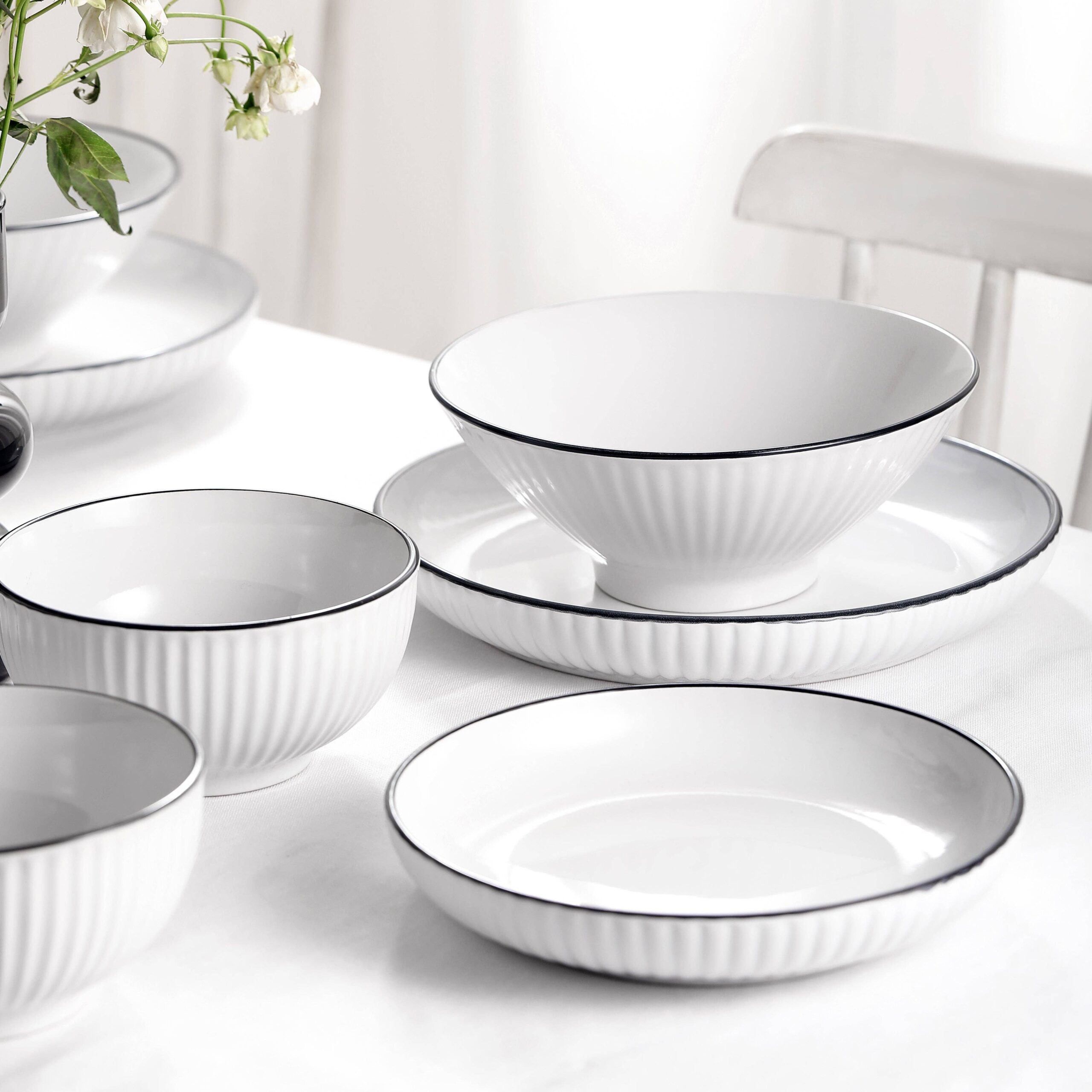 Lustra Stoneware Dinnerware Set - White - Image 4