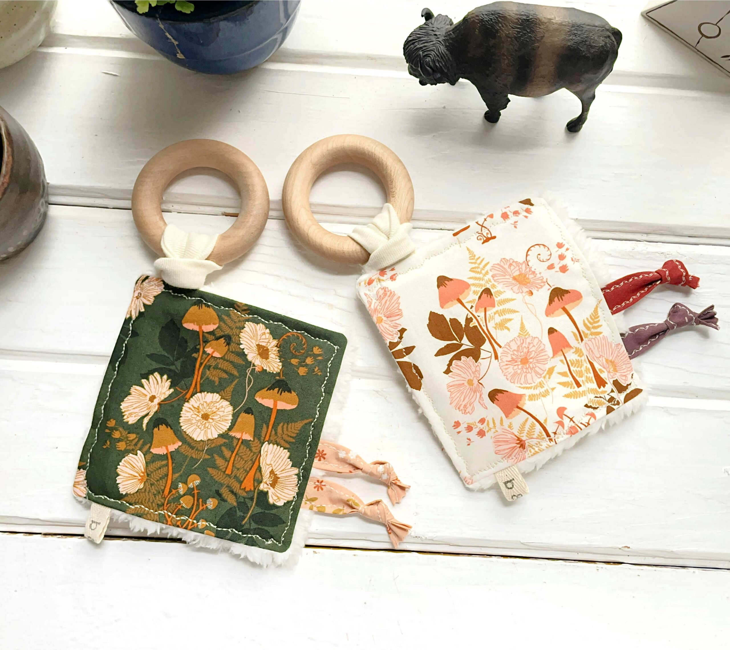 The Bird & Elephant - Woodland Forest Floor Floral Sensory Crinkle Toy & Teether