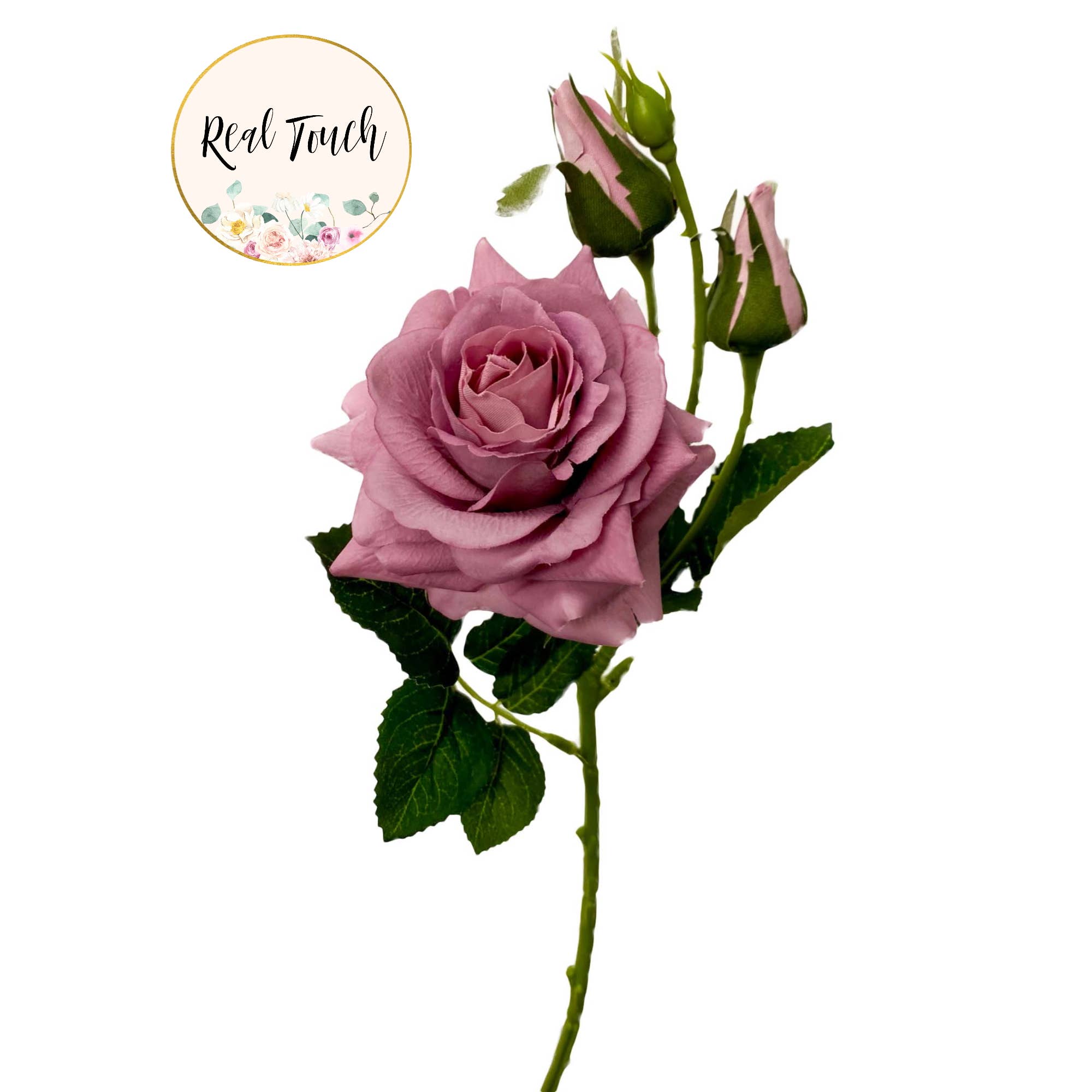 16" Real Touch Rose-moisturizing rose petal bendable stem: Mauve