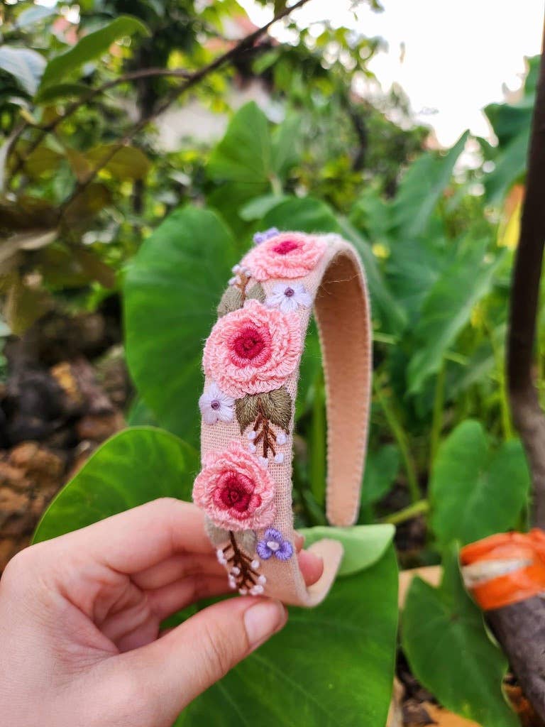 3D Floral Embroidered Headband, Brianna Collection: 5. - Image 4